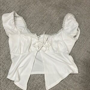 Elegant White front tie Women's Top